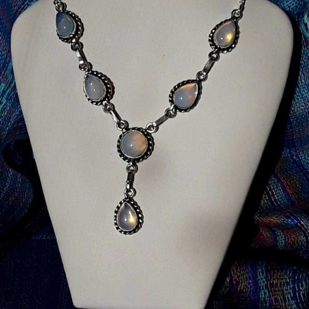 Sterling Silver and Opalite Vintage Necklace